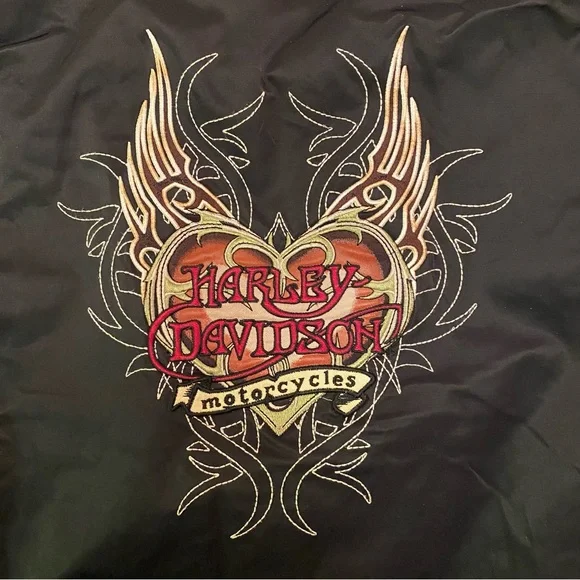 Harley-Davidson Black Jacket Bomber Embroidered Logo Vintage 90s